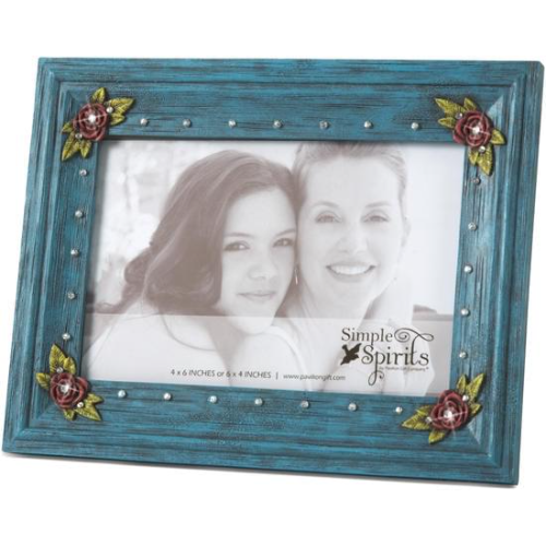 Blue Floral Frame with Gemstones 