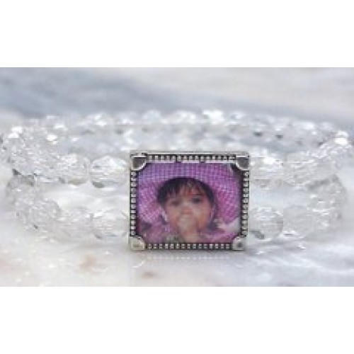 Sterling Silver Single Frame Crystal Memory Bracelet